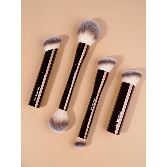 Maange 4 Pieces Coffee Double-ended Kabuki Foundation Makeup Brushes Set - Picture 3 of 5